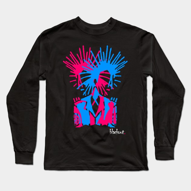 Punk Merged Magenta and Blue by Blackout Designs Long Sleeve T-Shirt by Blackout Design